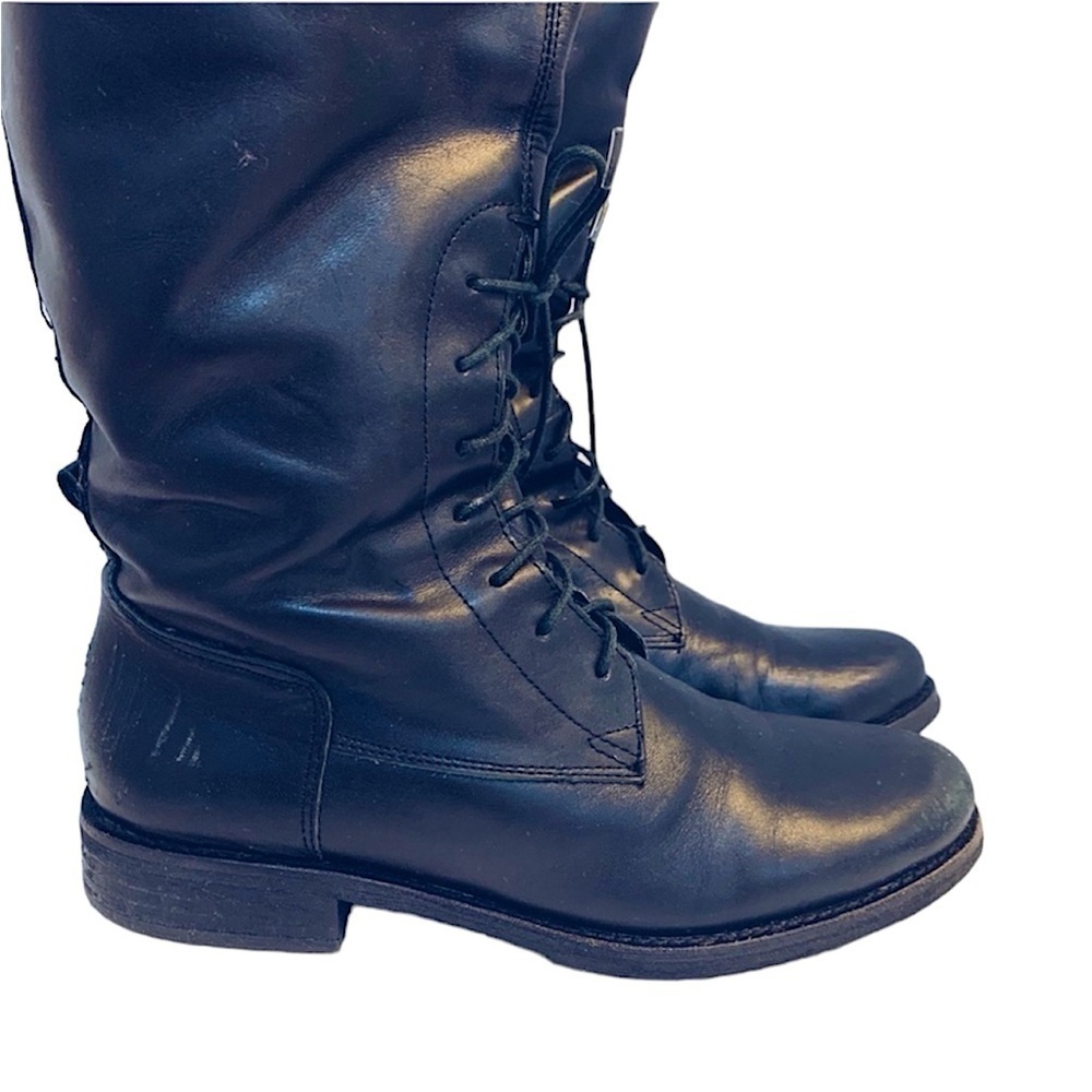Nicole Black Tall Lace Up Riding Boots, 7M - Picture 4 of 8